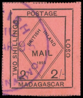 MADAGASCAR Courrier Consulaire Britannique 53a : 2s. Noir S. Rose, "2" De Gauche Penché, Obl., TB - Altri & Non Classificati