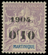 * MARTINIQUE 59a : 0f10 Sur 5f. Violet, GRAND 0 Dans 1904, Forte Ch., TB - Other & Unclassified