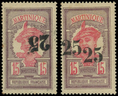 * MARTINIQUE 85a Et 85b : 25c. Sur 15c. Violet Et Rose, Surch. RENVERSEE Et DOUBLE Surcharge, TB - Other & Unclassified