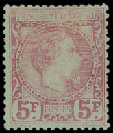 * MONACO 10 : 5f. Carmin Sur Vert, Charles III, Ch. Un Peu Forte Mais Bon Centrage Pour Ce Timbre, TB. Br - Unused Stamps