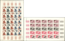 ** MONACO 427/36 : Jules Verne, La Série En FEUILLES De 25 (30 Pour Les N°434 Et 436), ESSAIS De COULEUR, TB - Unused Stamps