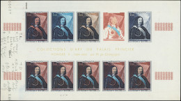 ** MONACO 797/98 : Honoré II Et Louise Hippolyte, 2 FEUILLES De 10 ESSAIS De COULEUR, TB - Unused Stamps