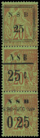 * NOSSI-BE 12b : 25 Sur 20c. Brique Sur Vert, BANDE Des 3 TYPES Se Tenant, Ch. De Consolidation, R Et TB. C, Cote Et N°  - Autres & Non Classés