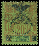 NOUVELLE CALEDONIE 74a : 20c. Brique Sur Vert, CINQUANTENA RE  SANS I, Obl., Dentelure Irrégulière, Sinon TB. Br - Gebraucht