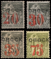 * OBOCK 27/30 : Type Commerce, Surcharge Rouge De 1892, N°28 Pli, Les Autres TB - Otros & Sin Clasificación