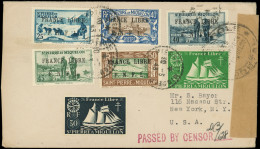 Let SAINT PIERRE ET MIQUELON 237, 239, 253, 255 Et 256, FRANCE LIBRE F.N.F.L., Obl. 10/3/43 S. Env. Pour NEW YORK Avec C - Lettres & Documents