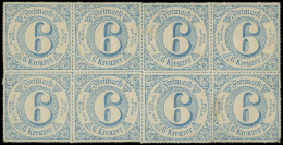 * ALLEMAGNE (ANCIENS ETATS) TOUR Et TAXIS 43 : Etats Du Sud 6k. Bleu, BLOC De 8 Avec Impr. RECTO-VERSO Partielle, TB - Other & Unclassified