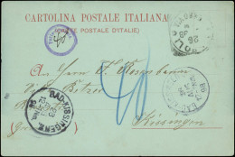 Let EMPIRE Taxe 40pf. à BAD KISSINGEN 28/8/98 S. CP De NAPOLI Non Affranchie, TB - Storia Postale