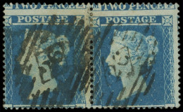GRANDE BRETAGNE 9 : 2p. Bleu, La Paire PIQUAGE à CHEVAL, Obl., TB - Used Stamps