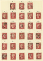 GRANDE BRETAGNE 26 : 1p. Rouge Carminé, 151 Ex. Obl., N° De Planches Différents, Dont N°225, Dans L'ensemble TB - Used Stamps