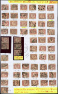 GRANDE BRETAGNE 49 : 1/2p. Rouge Carminé, 56 Ex. Et Une Paire Obl., N° De Planche Divers Dont N°9 (cote 800 Euros), Dans - Used Stamps