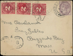Let GRANDE BRETAGNE 73 : 1p. Violet Obl. WINDSOR 4/8/1900 S. CP, Arr. BUZZARDS BAY U.S.A. L'absence De Titre "Carte Post - Lettres & Documents