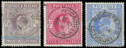 GRANDE BRETAGNE 118/20 : 2/6 Violet, 5s. Rouge Carminé Et 10s. Bleu, Obl., TB - Used Stamps