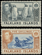 ** FALKLAND 86 Et 87 : 2/6 Noir Et 5c. Brun Jaune Et Bleu, TB - Islas Malvinas