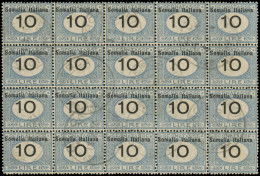 SOMALIE ITALIENNE Taxe 41 : 10l. Noir Et Bleu, BLOC De 20 Obl. MERCA 8/2/30, TB - Somalia