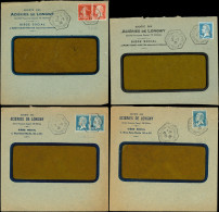 Let Pasteur, Lot De 7 Lettres Affr. Différents (dont 1f25) Perforés AL, Obl. Hexag. Mont-St-Martin Aciéries, 1925-26, TB - Collezioni (in Album)