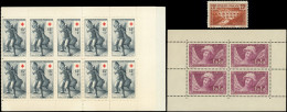 ** N°256 Bloc De 4 De Carnet, N°262B * Et Carnet Cx Rouge 1955 Inf. Adh., TB - Collections (with Albums)