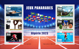 DJIBOUTI 2023 M/S 6V PANARAB GAMES JEUX PANARABES - FOOTBALL WEIGHTLIFTING BADMINTON SWIMMING WRESTLING CHESS ECHECS MNH - Natation