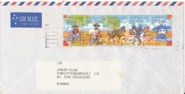 Australia Air Mail Cover Sent To Denmark 5 Strip Waltzing Matilda - Cartas & Documentos