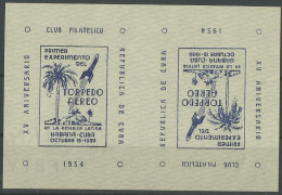 CUBA 1954. TETE BECHE Sheet Commemorating The 15th Anniversary Of The First Experimental Rocket Flight. VERY SCARCE. - Nuovi