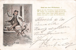 FANTAISIES - Homme - Chien - Colorisé - Carte Postale Ancienne - Hommes