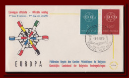 1959 Belgie Belgique Enveloppe Premier Jour FDC Europa CEPT '59 Cachet Brussel Bruxelles - 1951-1960