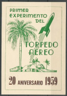 CUBA 1959. MNH Sheet Commemorating XX Anniversary Of The First Experimental Rocket Flight. Hojita XX Aniversario Cohete. - Nuevos