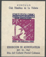 CUBA 1967. Sheet Commemorating XXVIII Anniversary The First Experimental Rocket Flight. Hojita XXVIII Aniversario Cohete - Ungebraucht