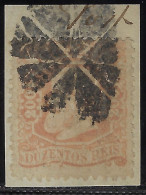 Brazil 1884 Stamp On Fragment Emperor Pedro II 200 Réis Mute Fancy Cancel Postmark - Oblitérés