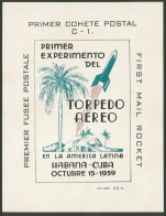 CUBA 1939. Sheet Commemorating The First Experimental Rocket Flight. Hojita Conmemorativa 1er Experimento Cohete Postal. - Nuovi