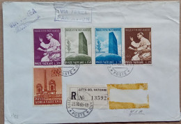 VATICAN 1965, REGISTER COVER, USED TO USA, 6 MULTI STAMP, POPE PAUL, BUILDING, HERITAGE, ARCHITECTURE, BROOKLIN CITY CAN - Other & Unclassified
