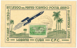 CUBA 1939. SOUVENIR CARD OF THE FIRST EXPERIMENTAL ROCKET FLIGHT. ONLY 200 WERE ISSUED. VERY RARE AND SCARCE. - Unused Stamps