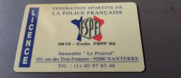 CARTE LICENCE 1993 - FSPF - FEDERATION SPORTIVE POLICE FRANCAISE ENP SENS - Autres & Non Classés