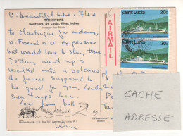 Timbres , Stamps " Navire : Réfrigérator Ship " Sur CP , Carte , Postcard  Du 02/03/84 - St.Lucia (1979-...)