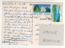 Timbres , Stamps " The Pitons , Castrex  Harbour " Sur CP , Carte , Postcard  Du 08/04/76 - St.Lucia (1979-...)