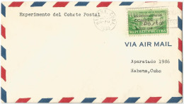 Cuba 1939. Cover With First Experimental Rocket Flight Stamp. Cover Con Sello Primer Experimento Del Cohete Postal. - Usati