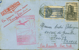 Premier 1er Service Postal Aérien France Etats Unis Enveloppe Les Papiers G.L Par Avion YT 393 430 CAD Paris 25 5 39 - 1927-1959 Briefe & Dokumente