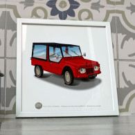 Poster Citroen Méhari Rouge Affiche Mehari Ph2 - Voitures