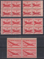 SALE !! 50 % OFF !! ⁕ USA 1946 - 1947 ⁕ DC-4 Skymaster - Airplane 5c. Airmail ⁕ 5 X 4v MNH - Unused Stamps