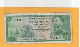 STATE BANK OF ETHIOPIA -  1 ETHIOPIAN DOLLAR .  ND ( 1961 )  N° A/16 953376 .  2 SCANNES - Ethiopia