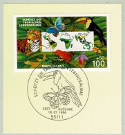 Deutschland 1996 Ersttagstempel Schützt Die Tropischen Lebensräume, Tukan / Ramphastidae, Spechtvogel  - Piciformes (pájaros Carpinteros)