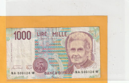 BANCA D'ITALIA . 1.000 LIRE  .  MONTESSORI . N° NA 500124 W  .  2 SCANNES - 1000 Liras