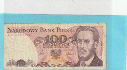 NARODOWY BANK POLSKI . 100 ZLOTYCH .  1-6-1986 .  N° RS 6041548 .  2 SCANNES - Pologne