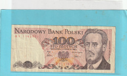 NARODOWY BANK POLSKI . 100 ZLOTYCH .  1-6-1986 .  N° RY1193971 .  2 SCANNES - Pologne