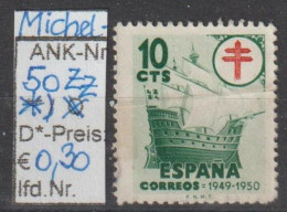 1949 - SPANIEN - FM/DM/Zz "Kampf Gg. D. Tbc" 10 C Grün/rot - *  Ungebraucht - S.Scan (Zz 50* Esp) - Steuermarken/Dienstmarken