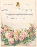 PLANTS, FLOWERS, ROSES, SIGNED ILLUSTRATION LUXURY TELEGRAMME, BELGIUM - Rose