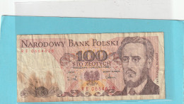 NARODOWY BANK POLSKI . 100 ZLOTYCH .  1-12-1988 .  N° RE 0664628 .  2 SCANNES - Polen