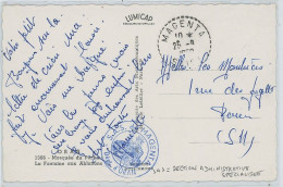 ALGERIE -CARTE POSTALE EN FRANCHISE MILITAIRE - DOUBLE CERCLE ,BLEU , 29mm-S.A.S=SECTION ADMINISTRATIVE SPECIALISEE - Lettres & Documents