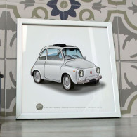 Poster Fiat 500 L Blanche Format 20x20 Cm FIAT 500 Affiche Déco Chambre Enfant - Voitures