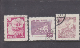 KOREA SOUTH - COREE DU SUD - O / FINE CANCELLED - 1957 - HIBISCUS, TIGER, SIKA - Yv. 188, 189, 194   Mi. 247, 248, 253 - Korea (Zuid)